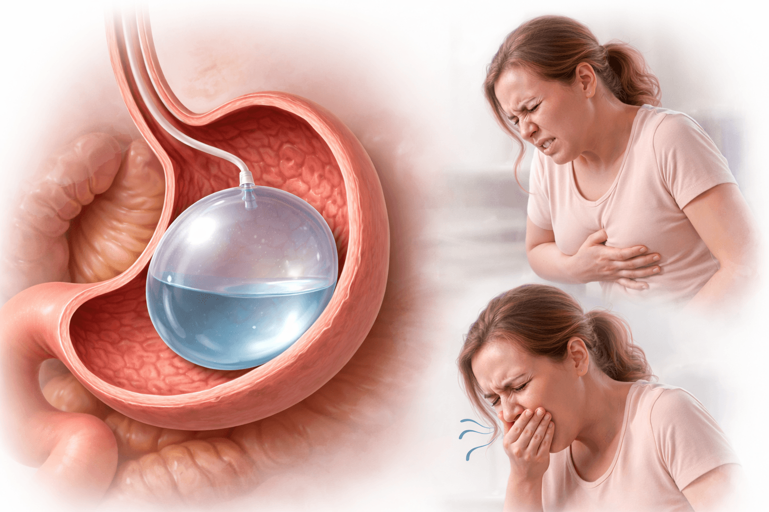 تجربه بیماران در هفته اول بالون معده درد، تهوع و تطابق